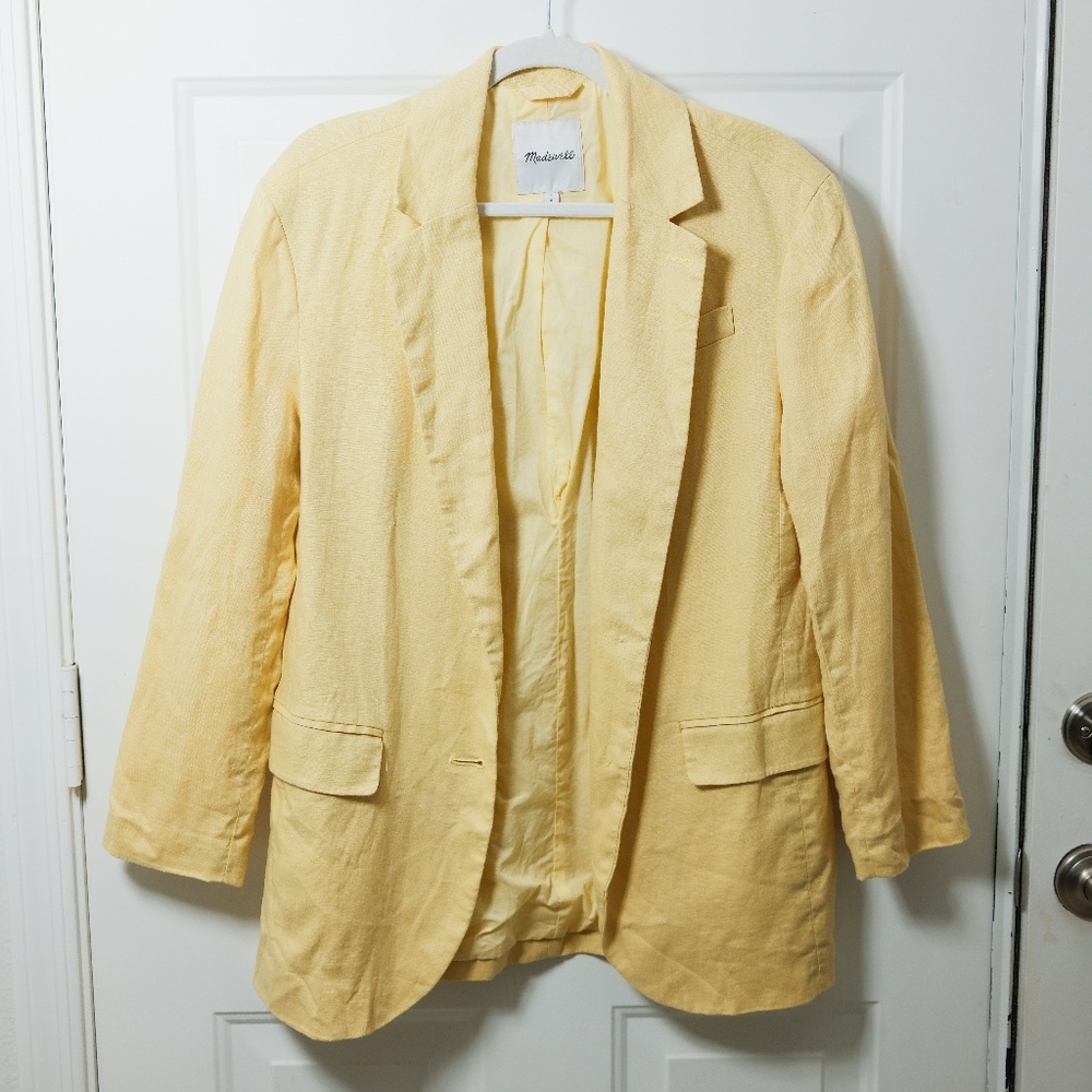 Madewell Womens The Oversized Blazer 100% Linen Light Straw Size S